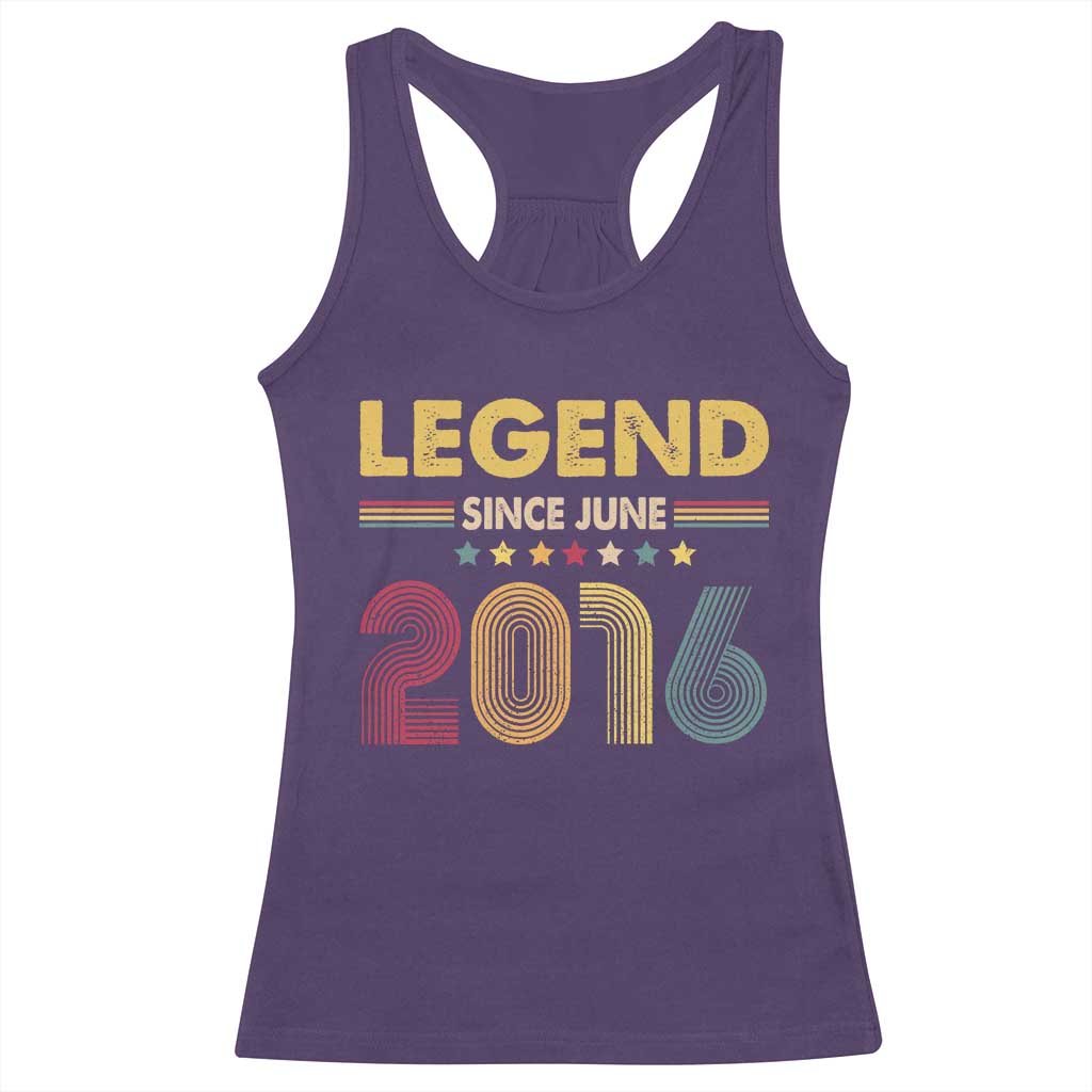 June 10th Birthday Racerback Tank Top Legends Since June 2016 Retro Bday