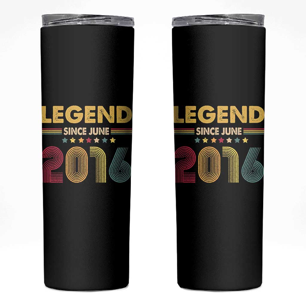 June 10th Birthday Skinny Tumbler Legends Since June 2016 Retro Bday