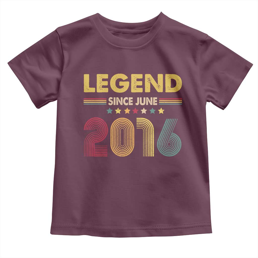 June 10th Birthday Toddler T Shirt Legends Since June 2016 Retro Bday