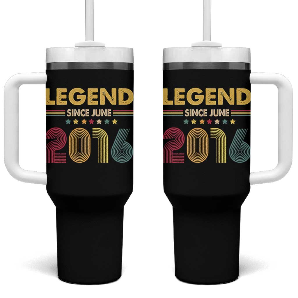 June 10th Birthday Tumbler With Handle Legends Since June 2016 Retro Bday
