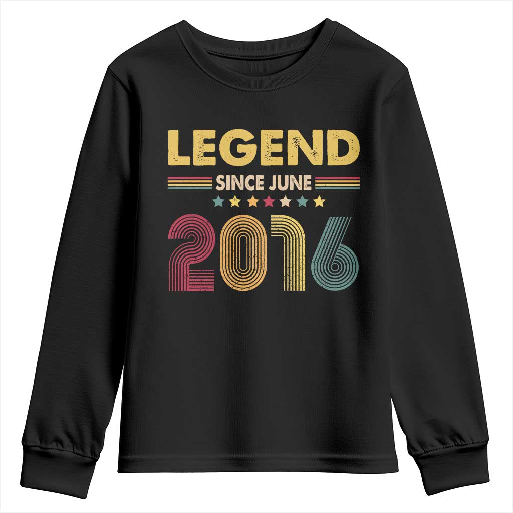 June 10th Birthday Youth Sweatshirt Legends Since June 2016 Retro Bday
