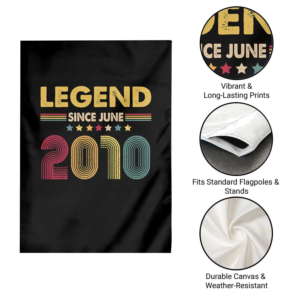June 16th Birthday Garden Flag Legends Since June 2010 Retro Bday