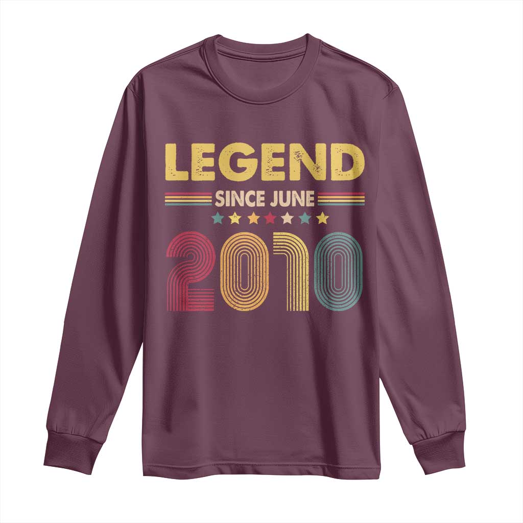 June 16th Birthday Long Sleeve Shirt Legends Since June 2010 Retro Bday