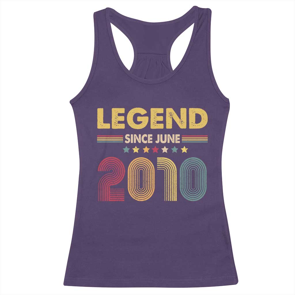 June 16th Birthday Racerback Tank Top Legends Since June 2010 Retro Bday