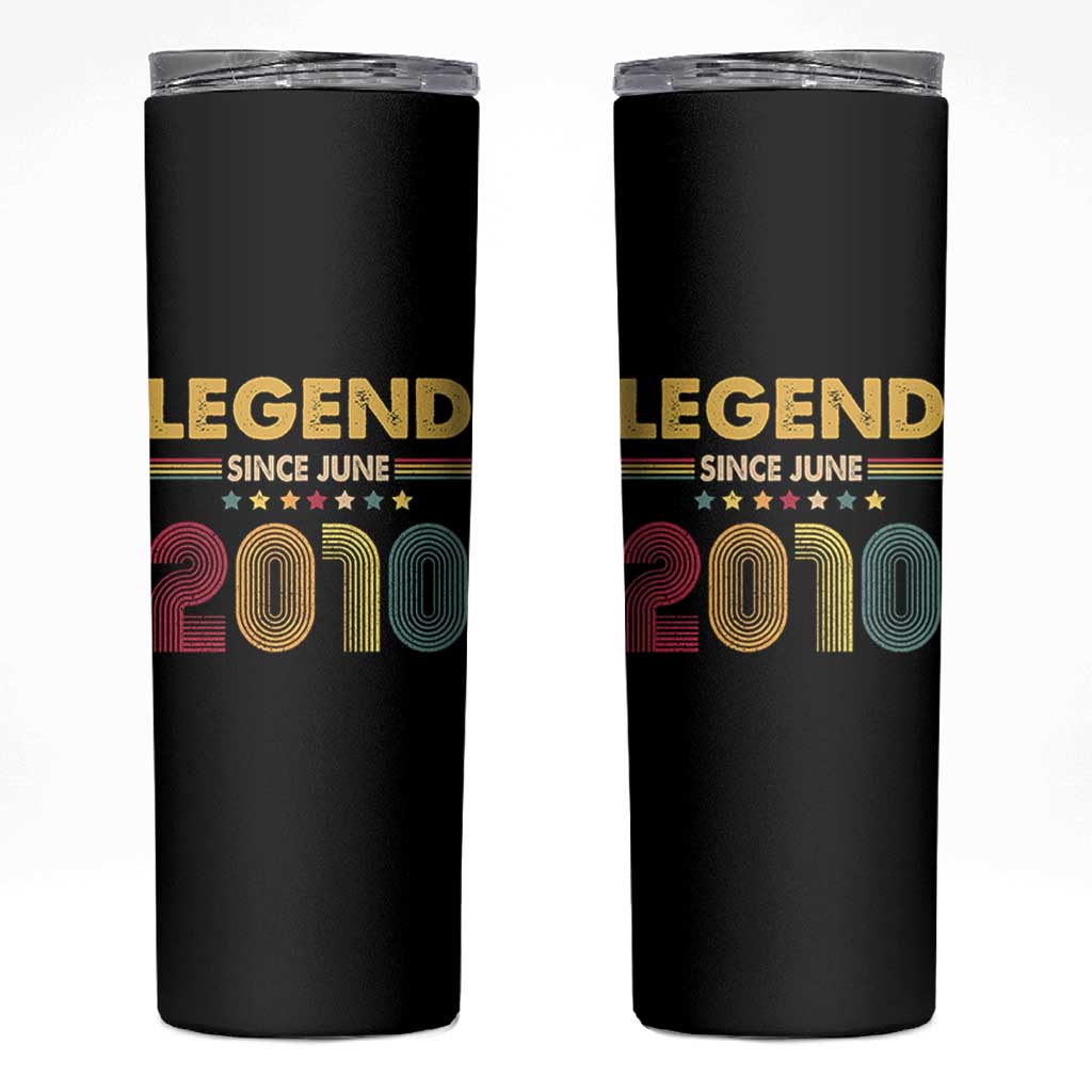 June 16th Birthday Skinny Tumbler Legends Since June 2010 Retro Bday