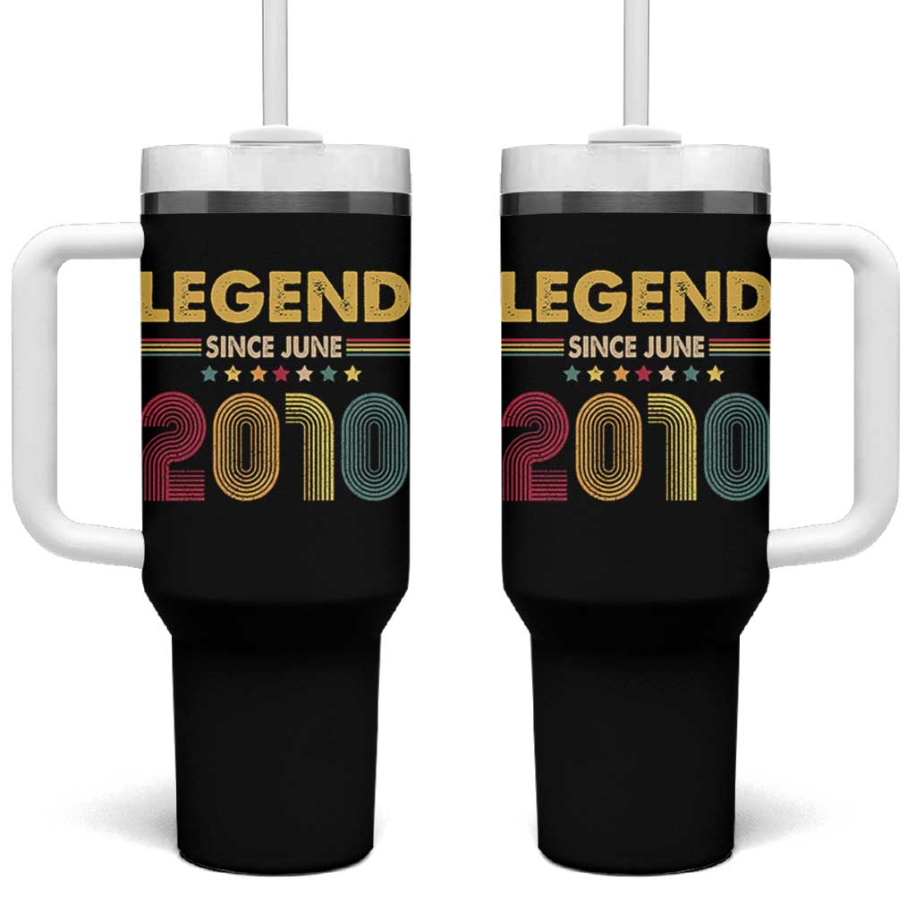 June 16th Birthday Tumbler With Handle Legends Since June 2010 Retro Bday
