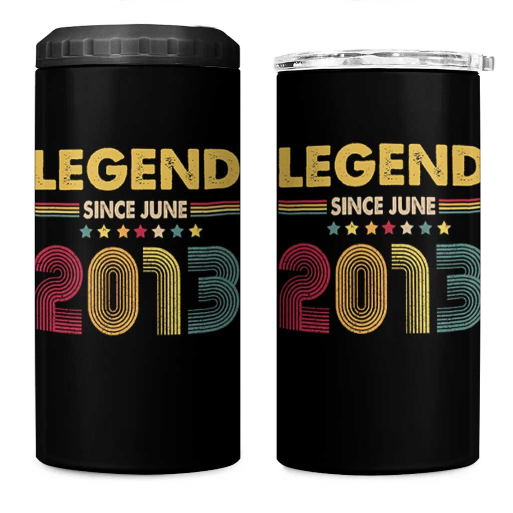 June 13th Birthday 4 in 1 Can Cooler Tumbler Legends Since June 2013 Retro Bday
