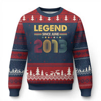 June 13th Birthday Ugly Christmas Sweater Legends Since June 2013 Retro Bday
