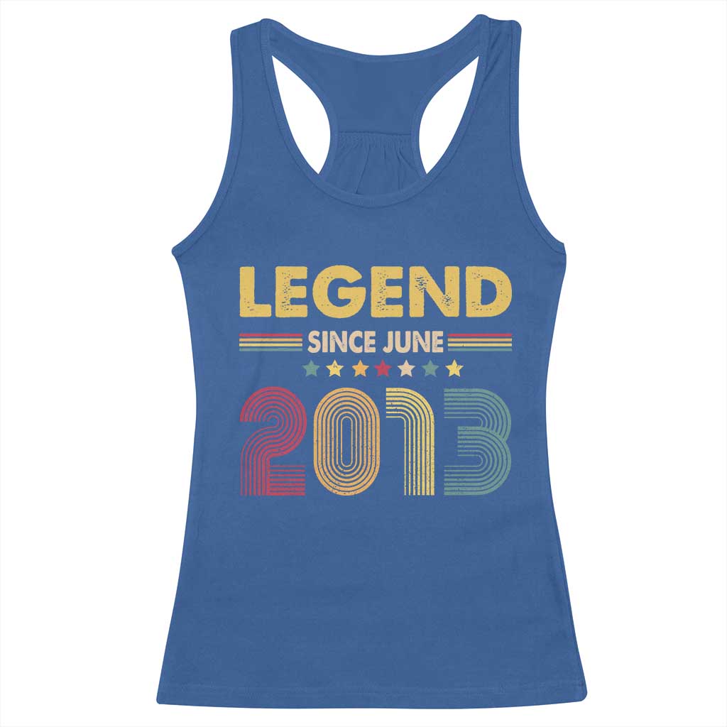 June 13th Birthday Racerback Tank Top Legends Since June 2013 Retro Bday