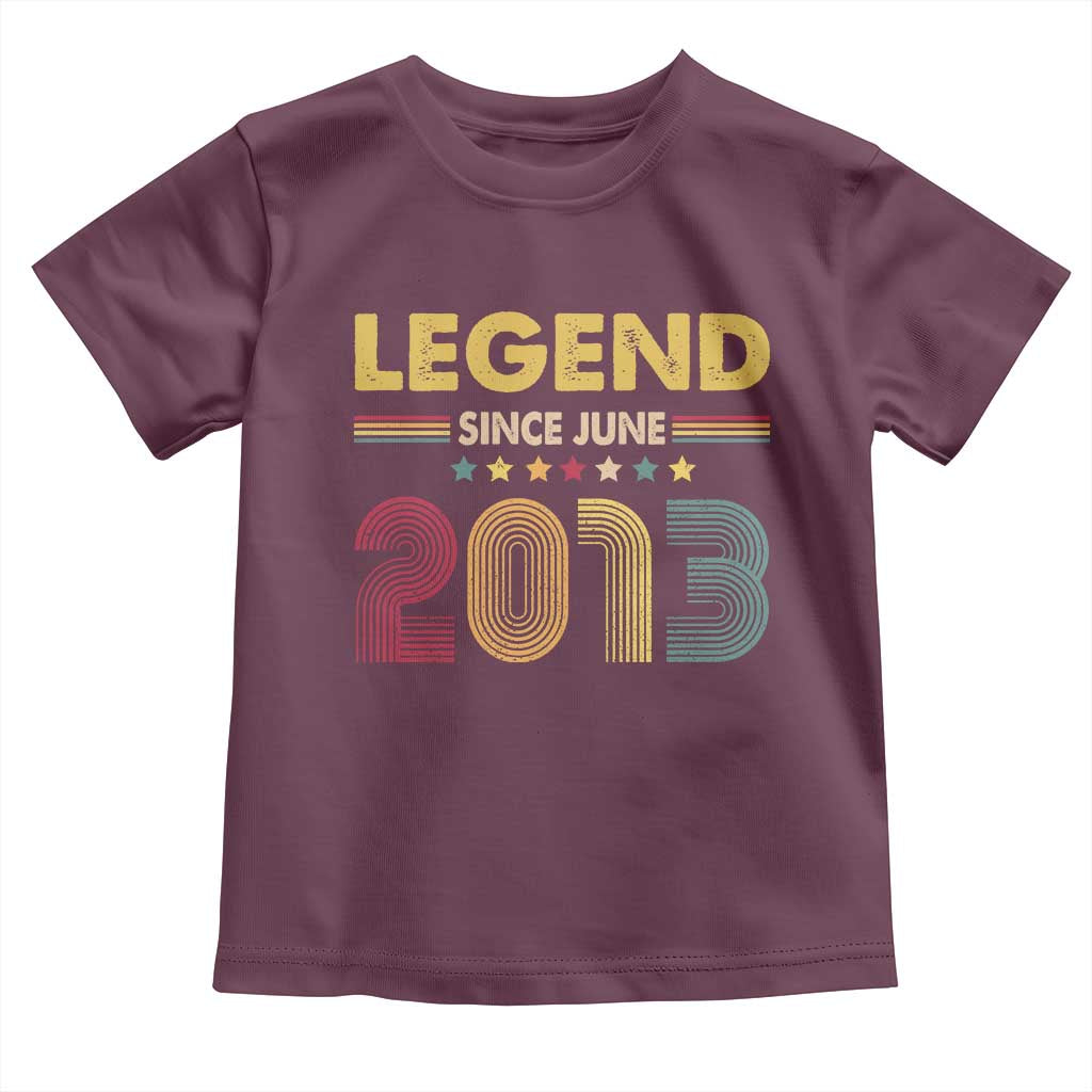 June 13th Birthday Toddler T Shirt Legends Since June 2013 Retro Bday