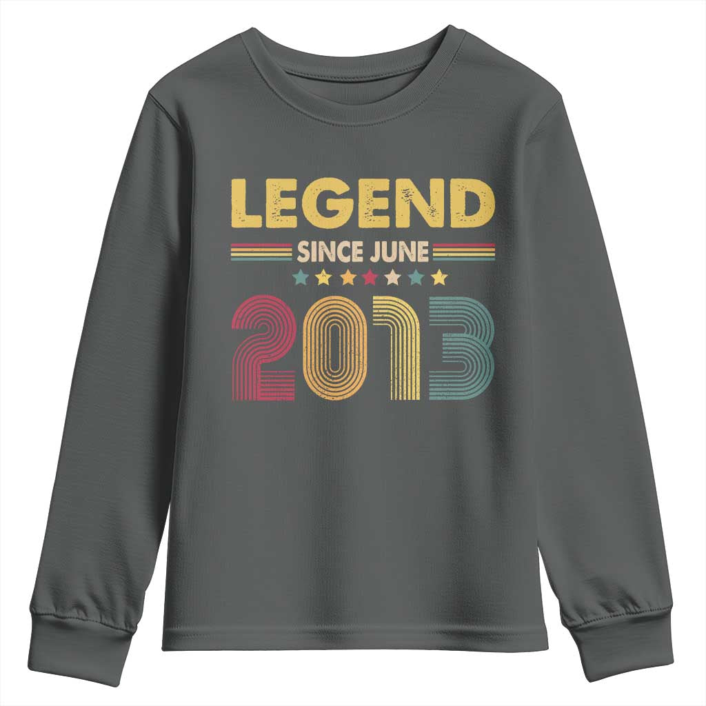 June 13th Birthday Youth Sweatshirt Legends Since June 2013 Retro Bday