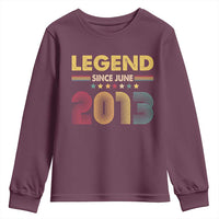 June 13th Birthday Youth Sweatshirt Legends Since June 2013 Retro Bday