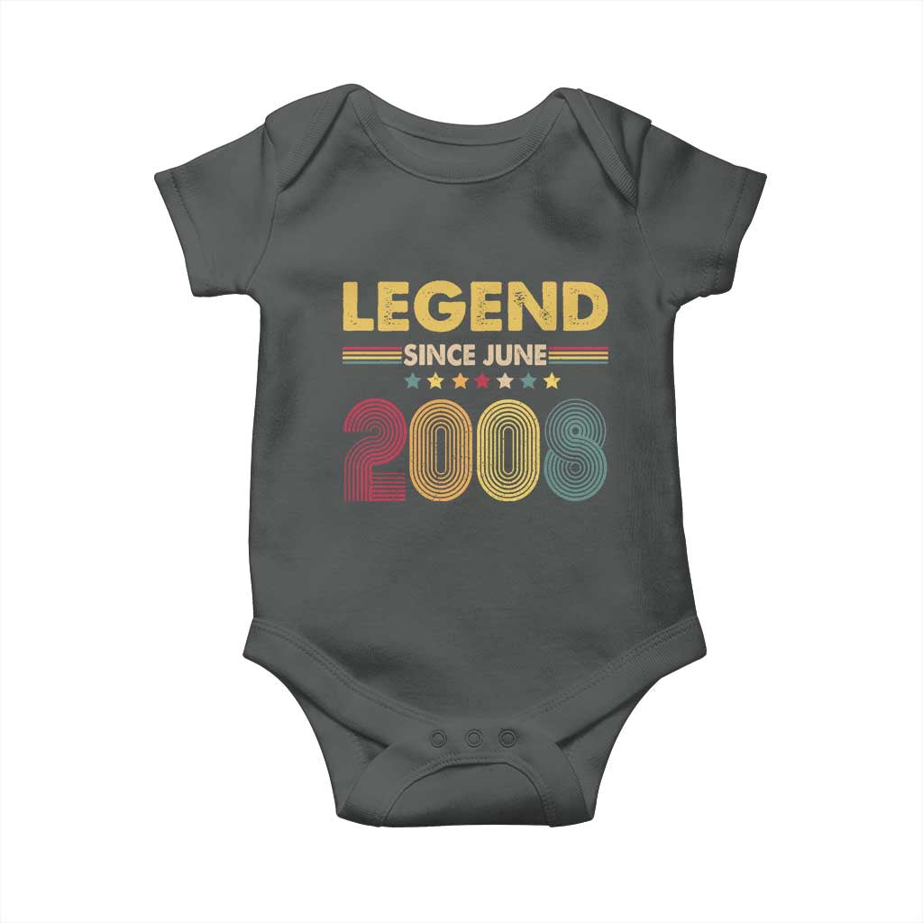 June 18th Birthday Baby Onesie Legends Since June 2008 Retro Bday