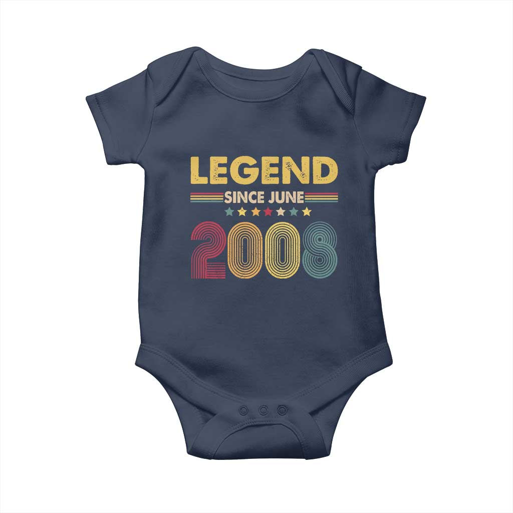 June 18th Birthday Baby Onesie Legends Since June 2008 Retro Bday