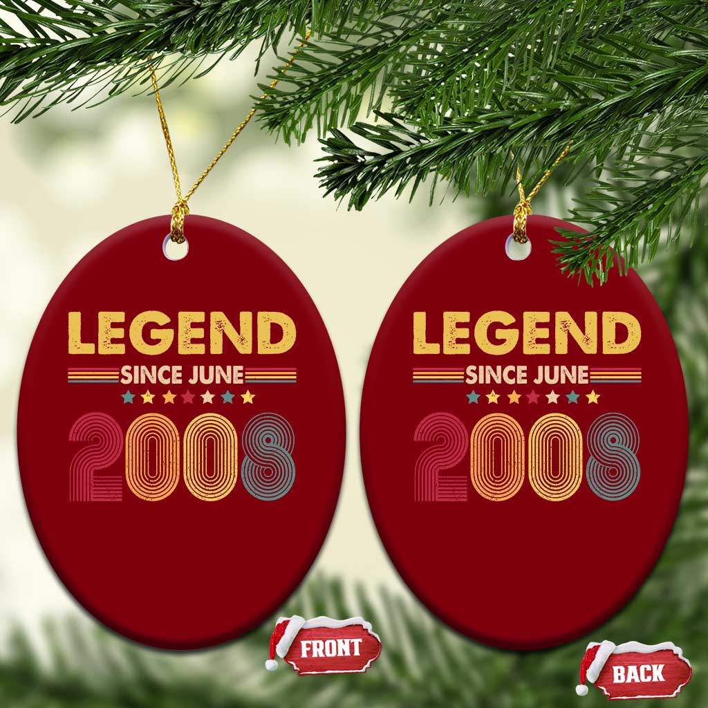 June 18th Birthday Ceramic Ornament Legends Since June 2008 Retro Bday