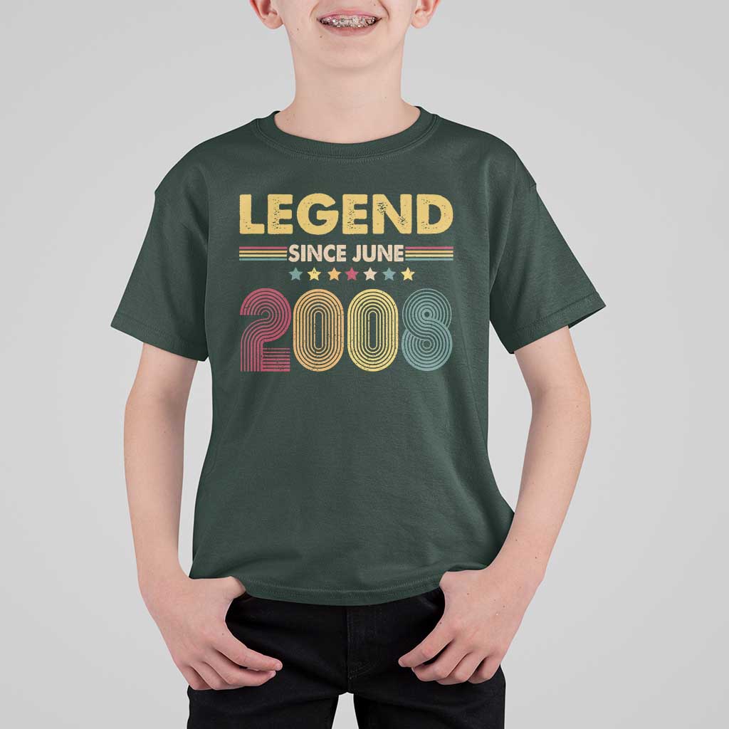 June 18th Birthday T Shirt For Kid Legends Since June 2008 Retro Bday