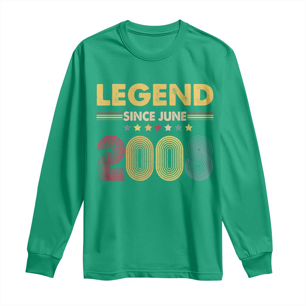 June 18th Birthday Long Sleeve Shirt Legends Since June 2008 Retro Bday