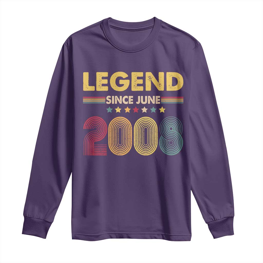 June 18th Birthday Long Sleeve Shirt Legends Since June 2008 Retro Bday