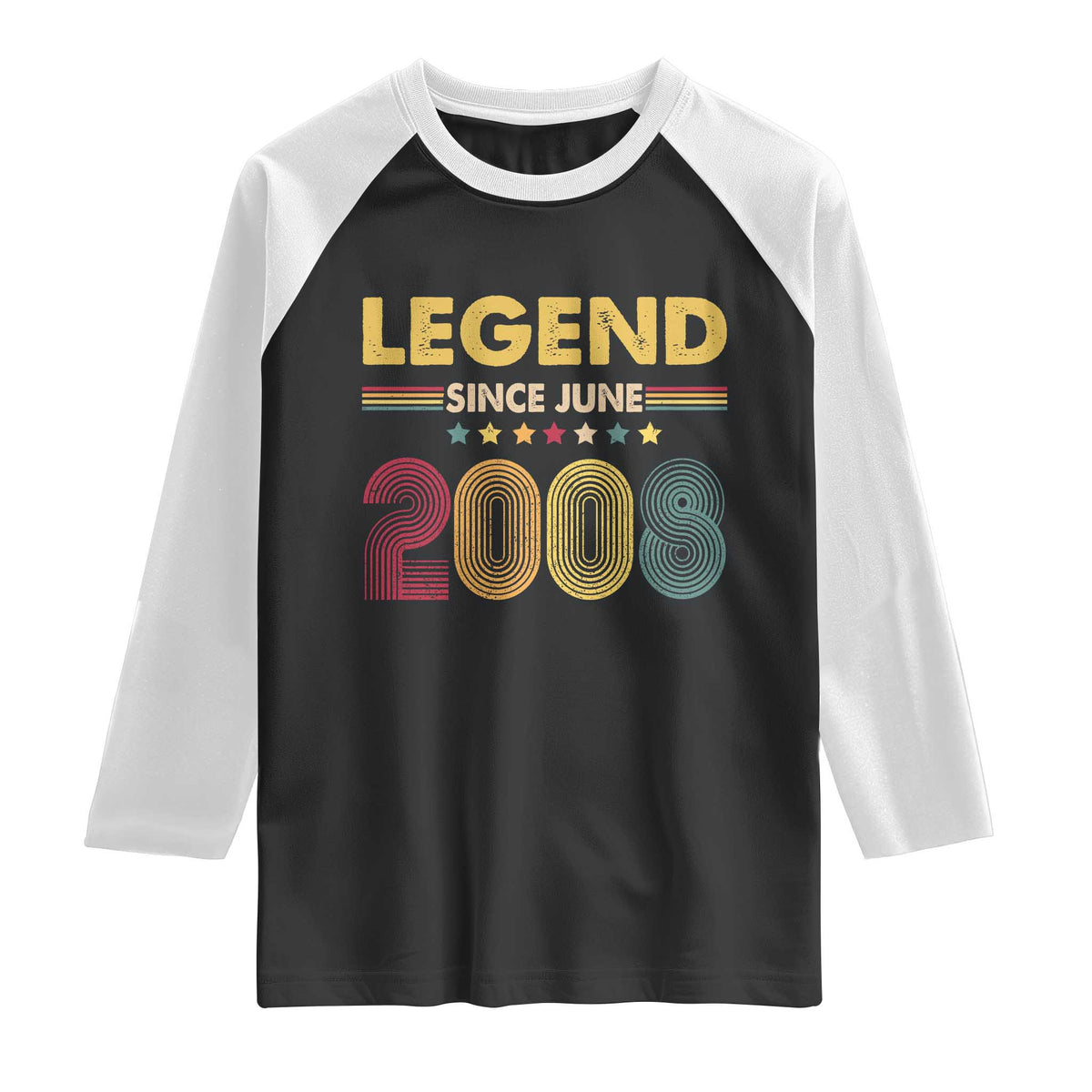 June 18th Birthday Raglan Shirt Legends Since June 2008 Retro Bday