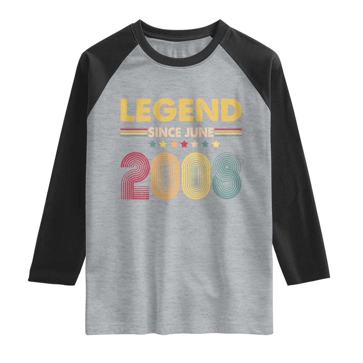 June 18th Birthday Raglan Shirt Legends Since June 2008 Retro Bday