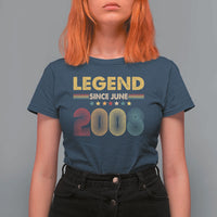 June 18th Birthday T Shirt For Women Legends Since June 2008 Retro Bday