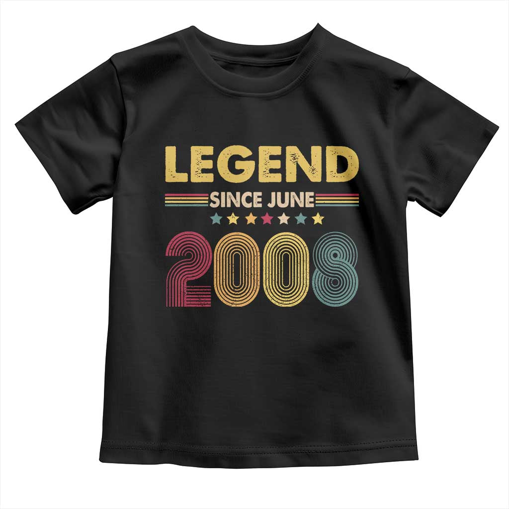 June 18th Birthday Toddler T Shirt Legends Since June 2008 Retro Bday
