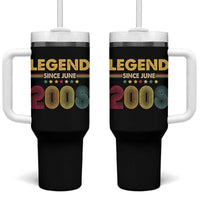 June 18th Birthday Tumbler With Handle Legends Since June 2008 Retro Bday