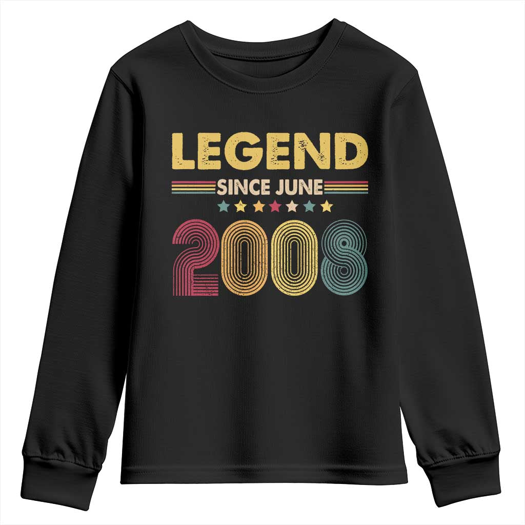 June 18th Birthday Youth Sweatshirt Legends Since June 2008 Retro Bday
