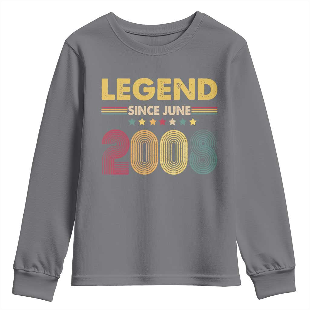June 18th Birthday Youth Sweatshirt Legends Since June 2008 Retro Bday