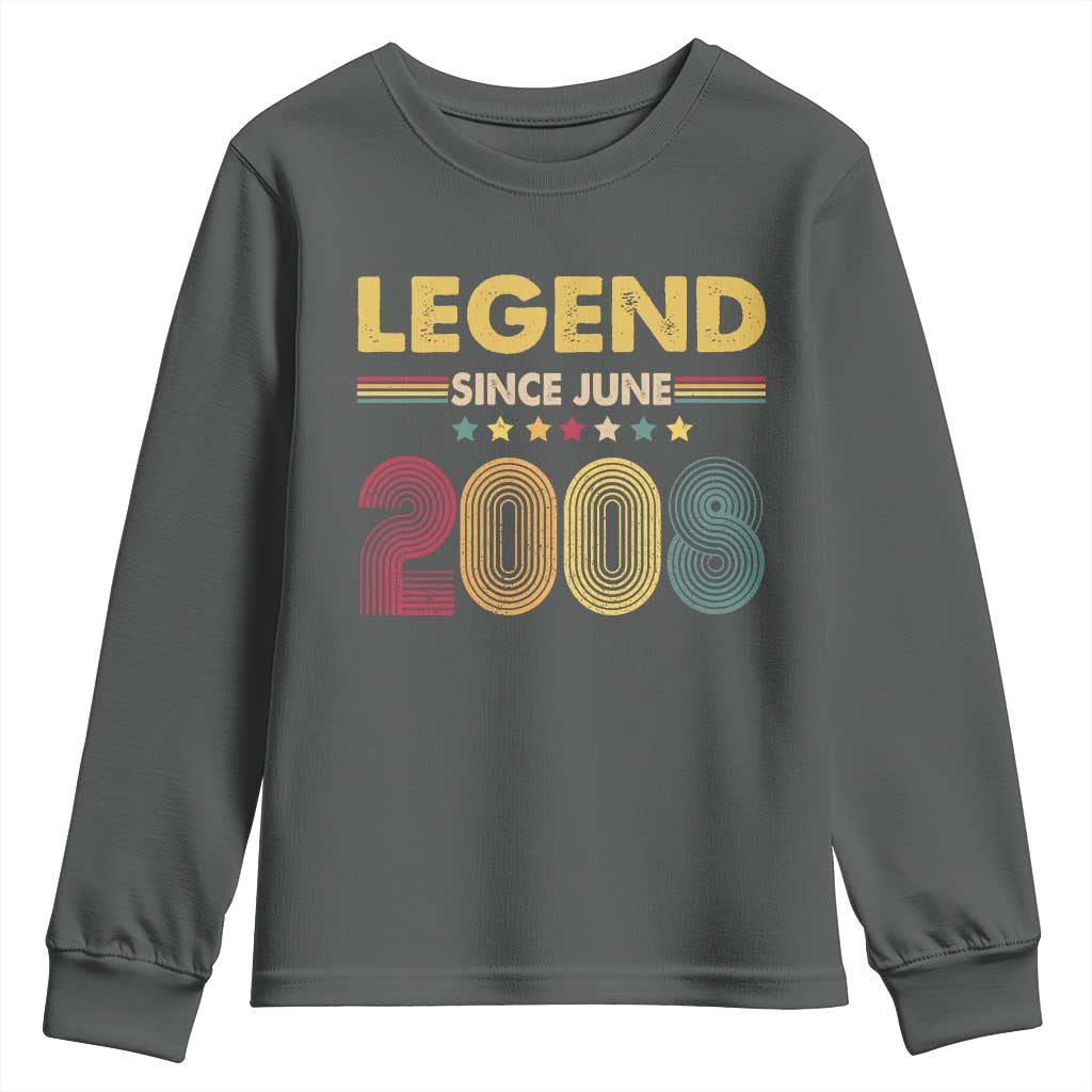 June 18th Birthday Youth Sweatshirt Legends Since June 2008 Retro Bday