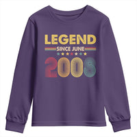 June 18th Birthday Youth Sweatshirt Legends Since June 2008 Retro Bday