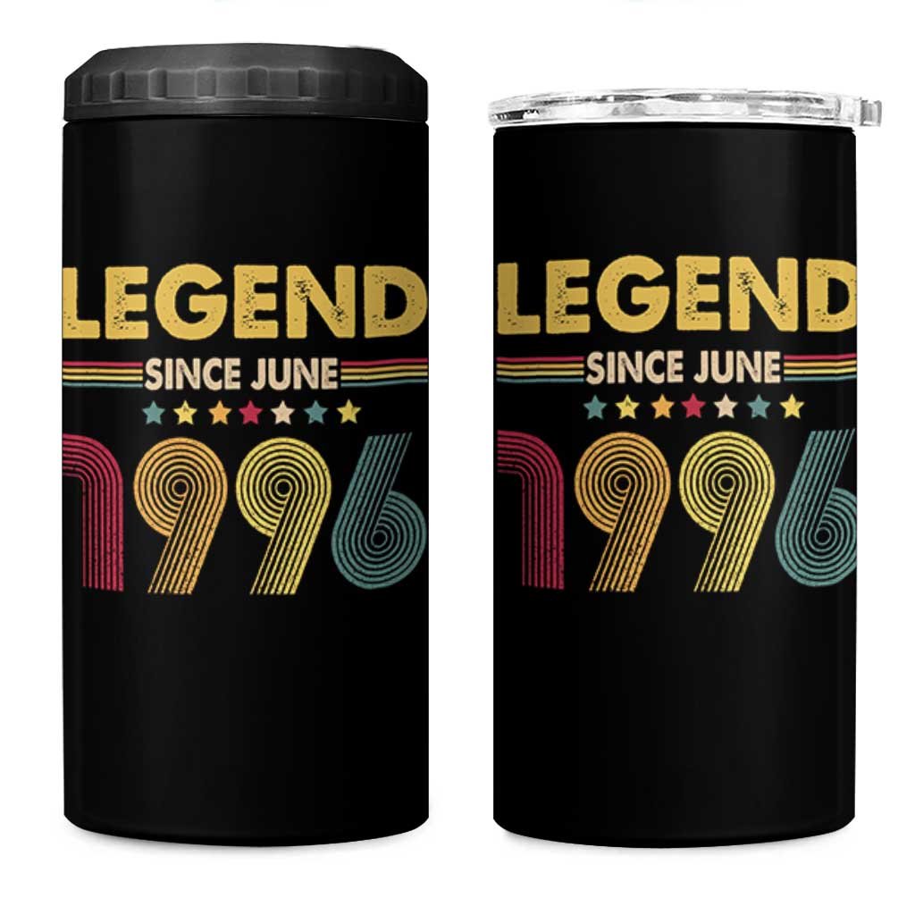 June 30th Birthday 4 in 1 Can Cooler Tumbler Legends Since June 1996 Retro Bday