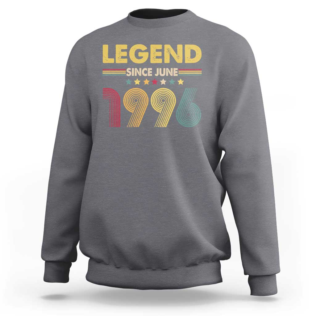 June 30th Birthday Sweatshirt Legends Since June 1996 Retro Bday