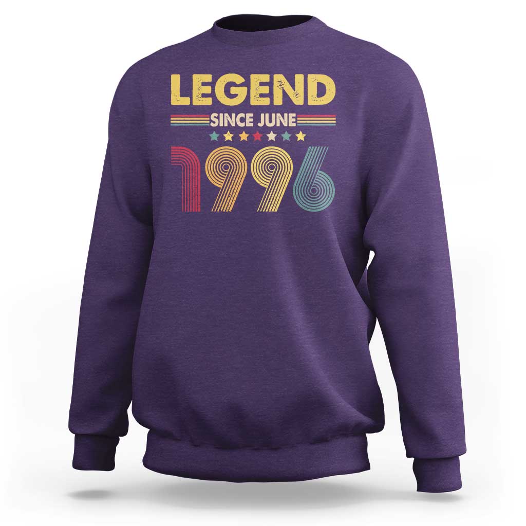 June 30th Birthday Sweatshirt Legends Since June 1996 Retro Bday