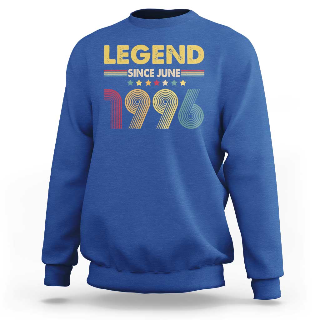 June 30th Birthday Sweatshirt Legends Since June 1996 Retro Bday