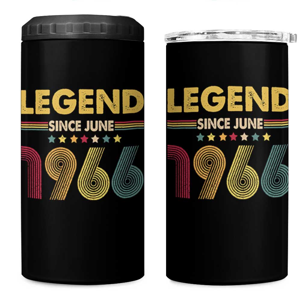 June 60th Birthday 4 in 1 Can Cooler Tumbler Legends Since June 1966 Retro Bday