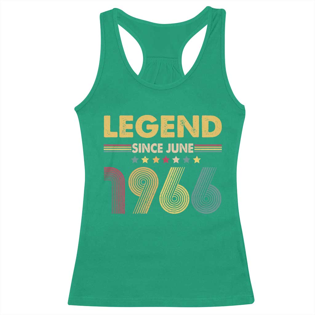 June 60th Birthday Racerback Tank Top Legends Since June 1966 Retro Bday