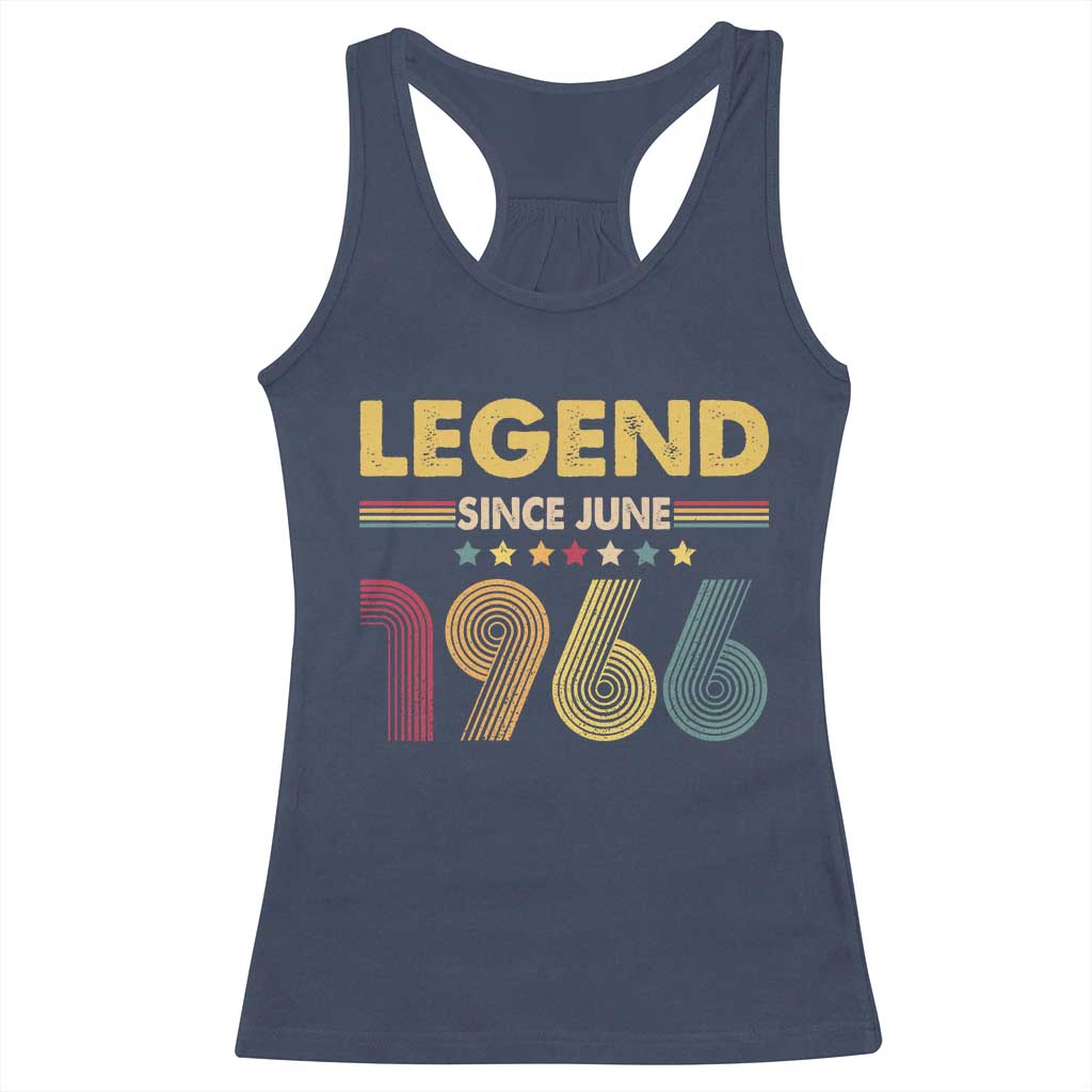 June 60th Birthday Racerback Tank Top Legends Since June 1966 Retro Bday