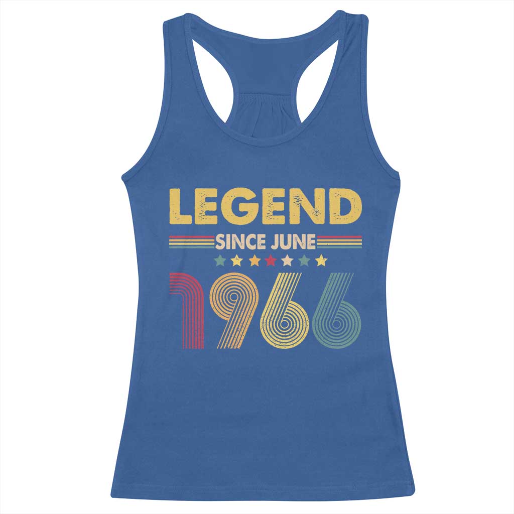 June 60th Birthday Racerback Tank Top Legends Since June 1966 Retro Bday