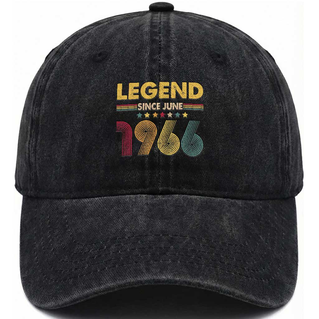 June 60th Birthday Washed Cotton Baseball Cap Legends Since June 1966 Retro Bday