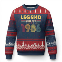 June 40th Birthday Ugly Christmas Sweater Legends Since June 1986 Retro Bday