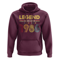 June 40th Birthday Hoodie Legends Since June 1986 Retro Bday