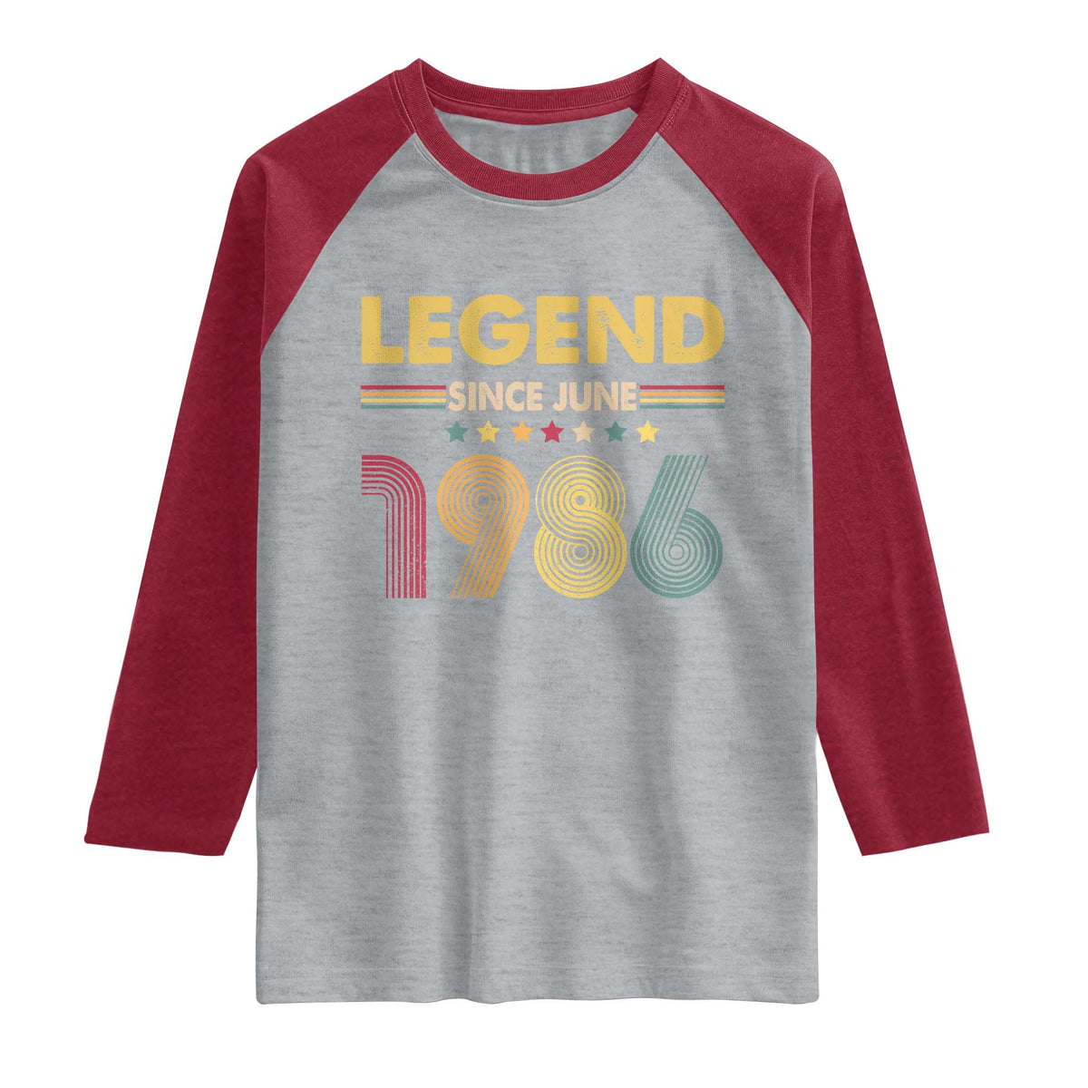 June 40th Birthday Raglan Shirt Legends Since June 1986 Retro Bday