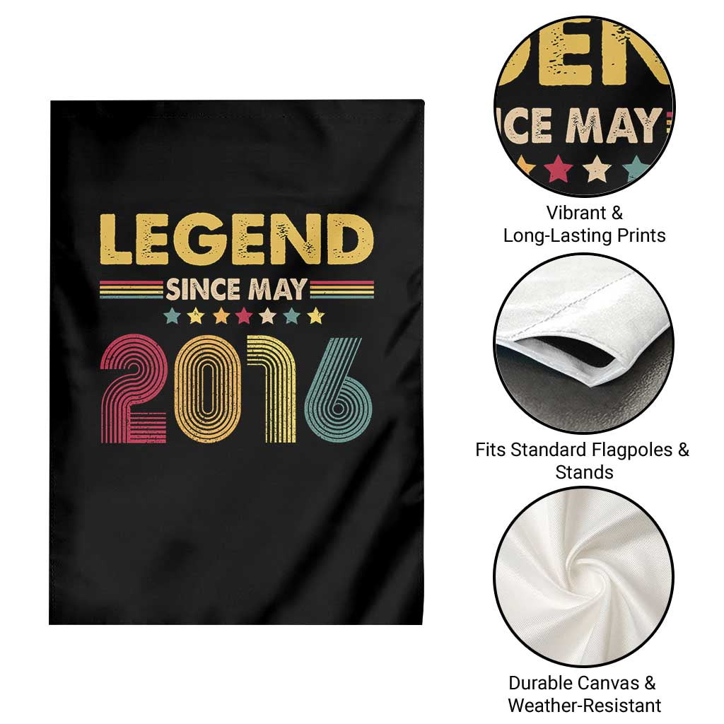 May 10th Birthday Garden Flag Legends Since May 2016 Retro Bday