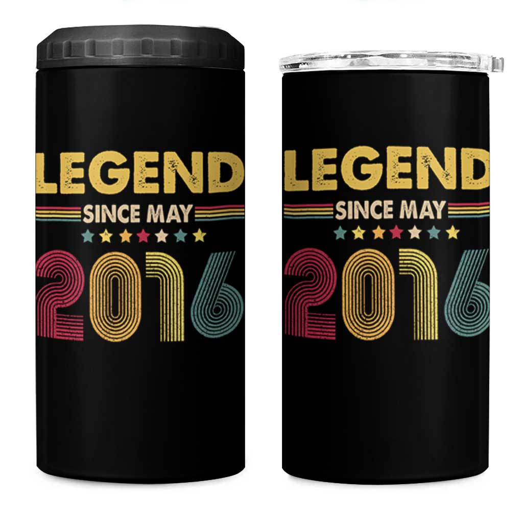 May 10th Birthday 4 in 1 Can Cooler Tumbler Legends Since May 2016 Retro Bday