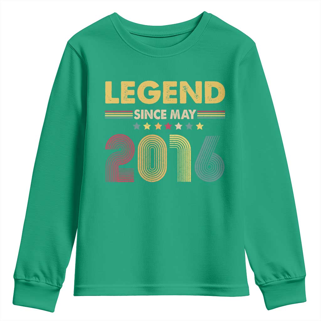 May 10th Birthday Youth Sweatshirt Legends Since May 2016 Retro Bday