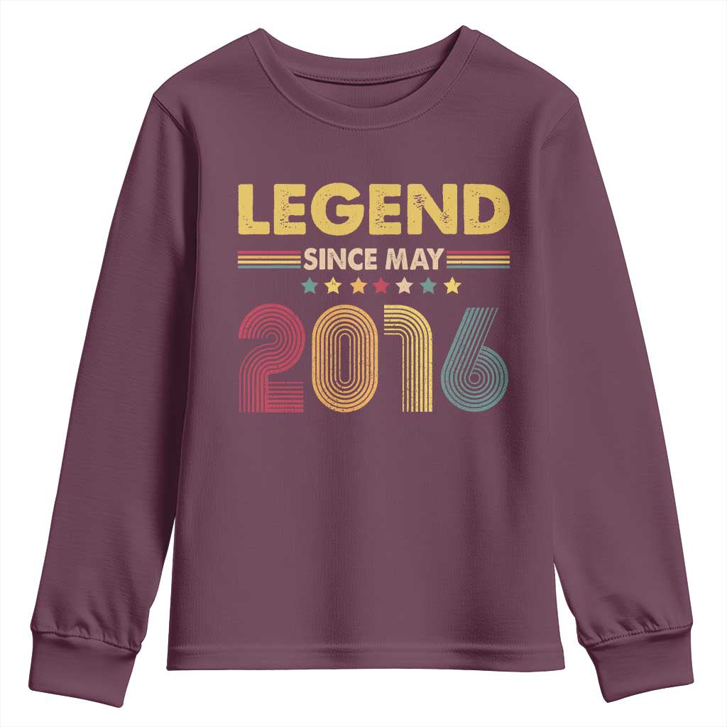 May 10th Birthday Youth Sweatshirt Legends Since May 2016 Retro Bday