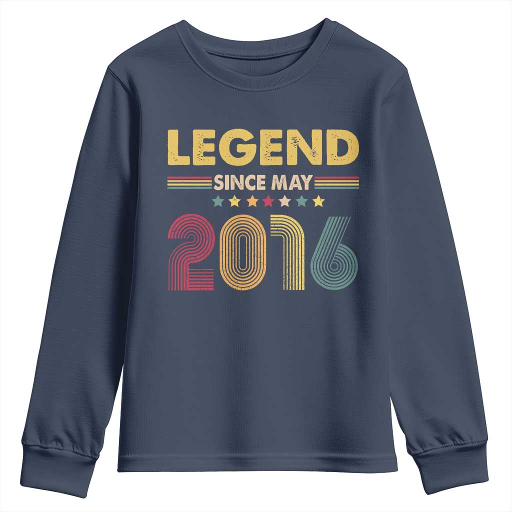 May 10th Birthday Youth Sweatshirt Legends Since May 2016 Retro Bday