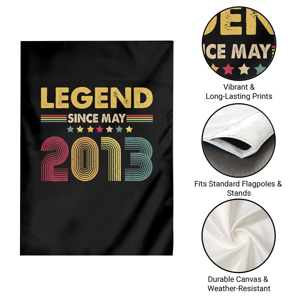 May 13th Birthday Garden Flag Legends Since May 2013 Retro Bday