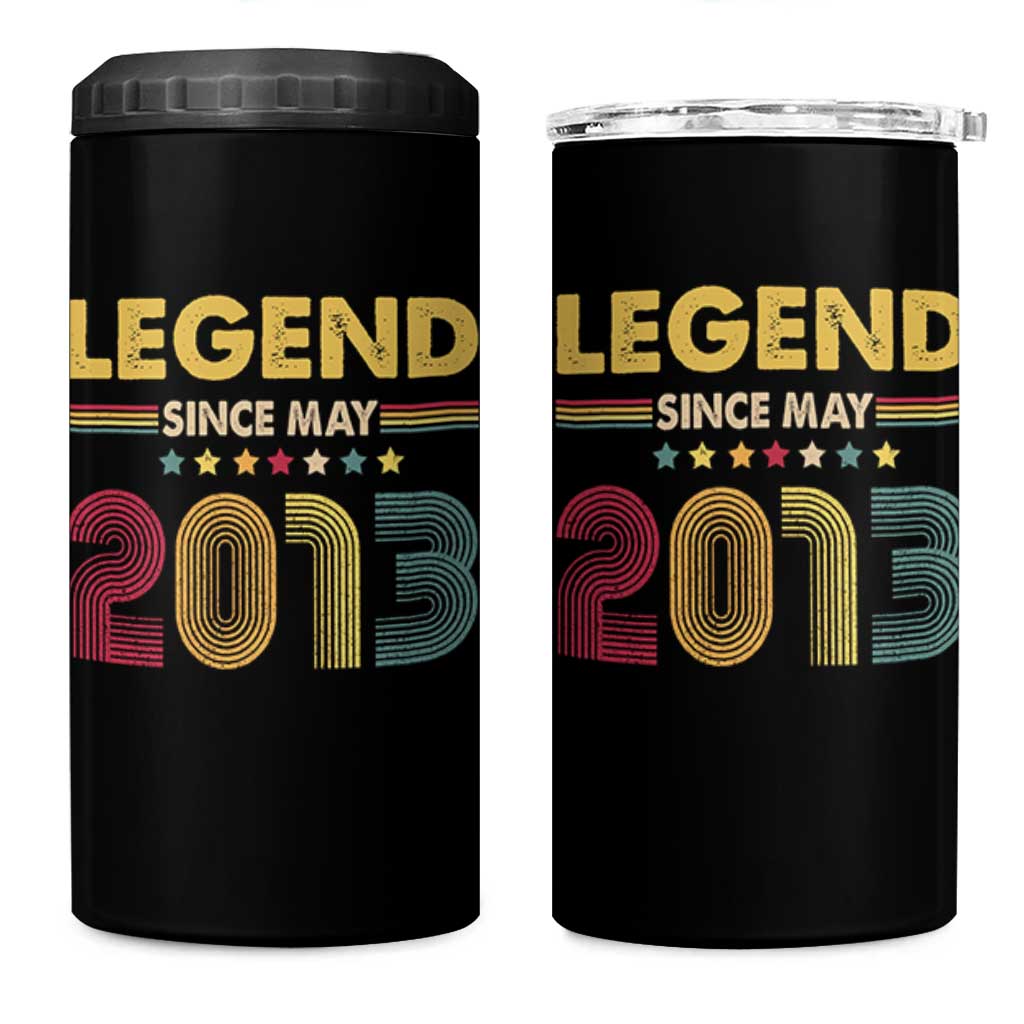 May 13th Birthday 4 in 1 Can Cooler Tumbler Legends Since May 2013 Retro Bday